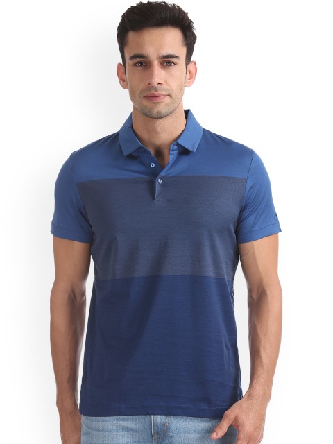 

Arrow New York Men Blue Colourblocked Polo Collar T-shirt