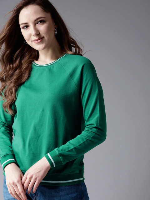 

Moda Rapido Women Green Solid Sweatshirt