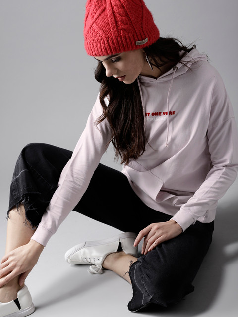 

Moda Rapido Women Lavender Solid Hooded Sweatshirt