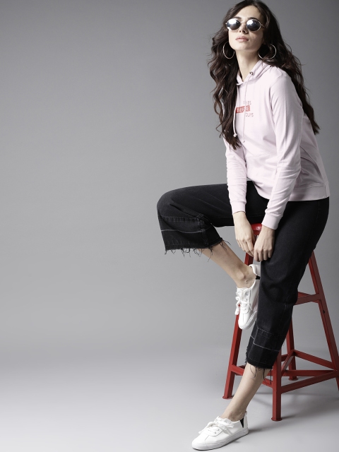 

Moda Rapido Women Lavender Solid Hooded Sweatshirt