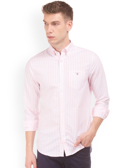 

GANT Men Pink & White Regular Fit Striped Casual Shirt