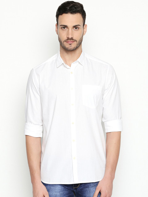 

Spiritus by pantaloons Men White Regular Fit Solid Casual Shirt