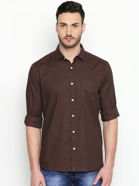 

Spiritus by pantaloons Men Brown Regular Fit Solid Casual Shirt