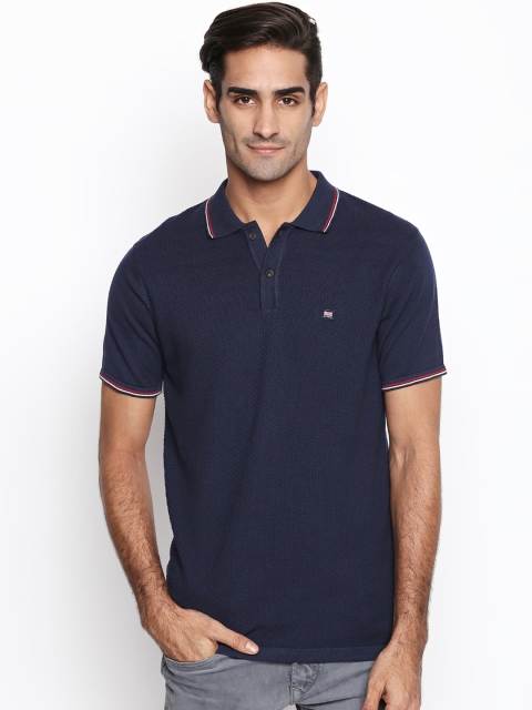 

BYFORD by Pantaloons Men Navy Blue Solid Polo Collar T-shirt
