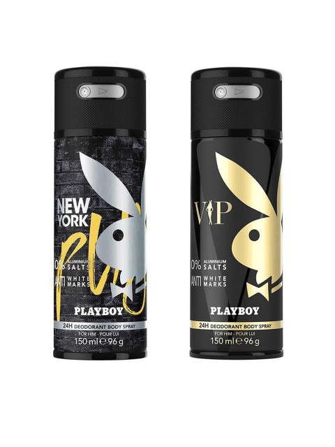 

Playboy Men Set of 2 New York + VIP Deo Fragrance Gift Set, Black