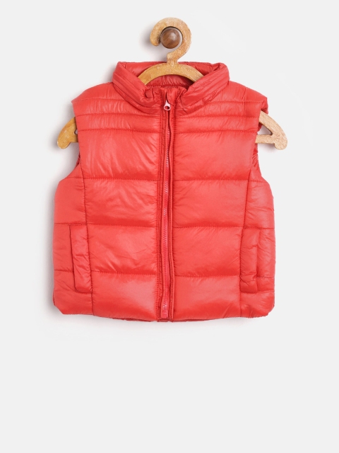 

Losan Girls Red Solid Hooded Puffer Jacket