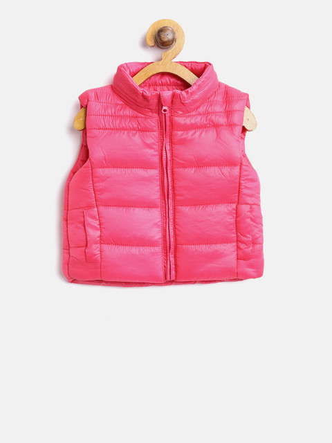 

Losan Girls Pink Solid Hooded Padded Jacket
