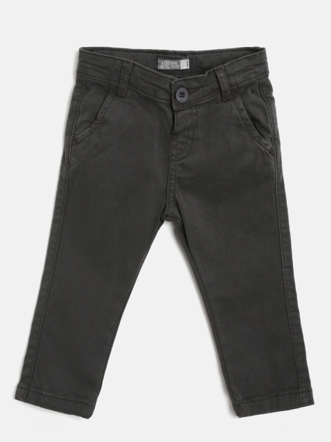 

Losan Boys Charcoal Grey Slim Fit Solid Chinos