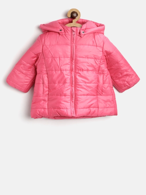 

Losan Girls Pink Solid Hooded Puffer Jacket