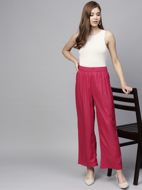 

Juniper Women Pink Straight Leg Hem Design Palazzos