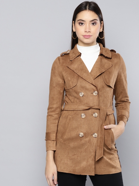 

Harpa Women Brown Solid Longline Trench Coat