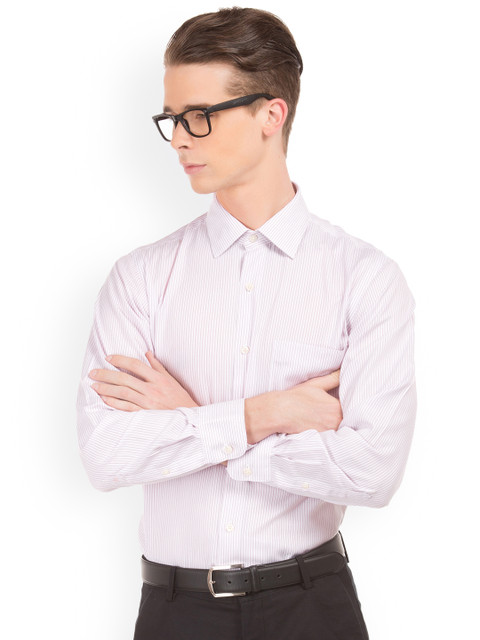 

Arrow Men Pink & White Regular Fit Striped Casual Shirt