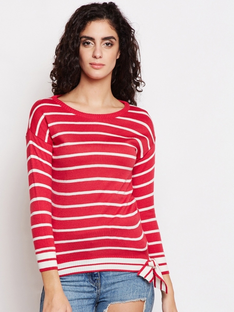 

Taanz Women Pink & White Striped Pullover