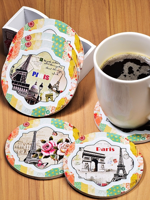 

Archies Set Of 6 Wooden Coasters, Multi