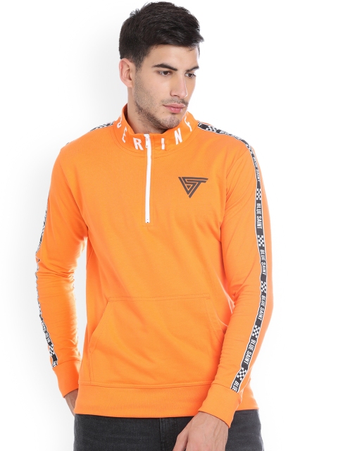 

Blue Saint Men Orange Solid Sweatshirt