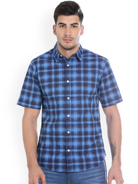 

Blue Saint Men Blue Smart Regular Fit Checked Casual Shirt