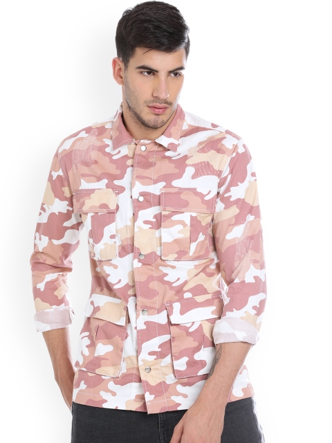 

Blue Saint Men Pink & White Regular Fit Printed Casual Shirt