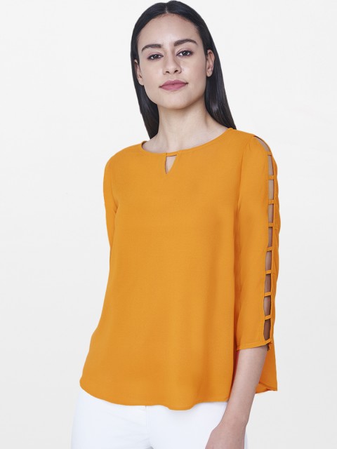 

AND Women Mustard Yellow Solid Top