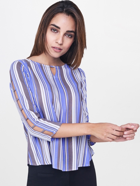 

AND Women Blue Striped Top