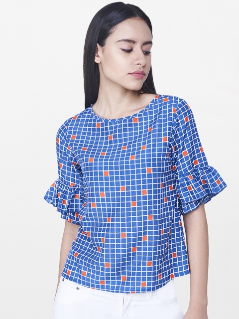 

AND Women Blue Checked Top