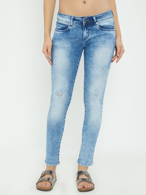 

Soie Women Blue Slim Fit Low-Rise Mildly Distressed Jeans