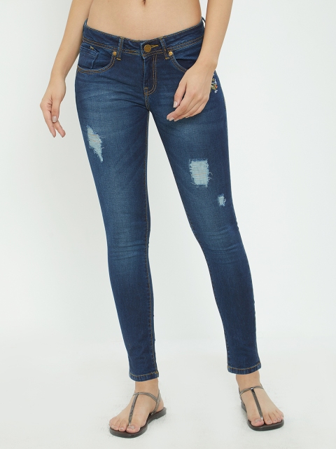 

Soie Women Blue Slim Fit Low-Rise Mildly Distressed Jeans