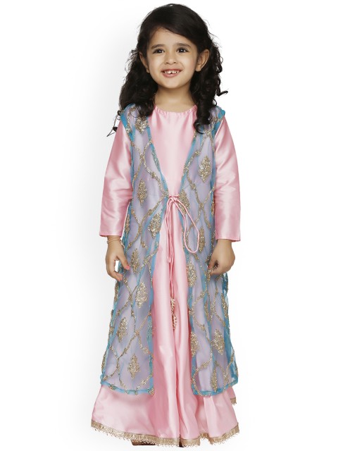 

LilPicks Girls Pink Embellished Maxi Dress