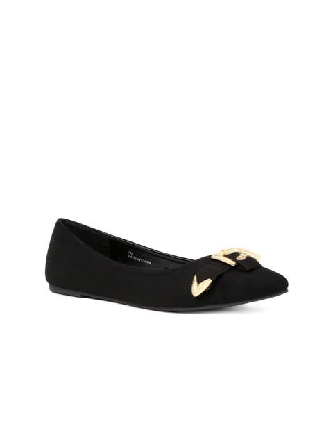 

London Rag Women Black Solid Synthetic Ballerinas