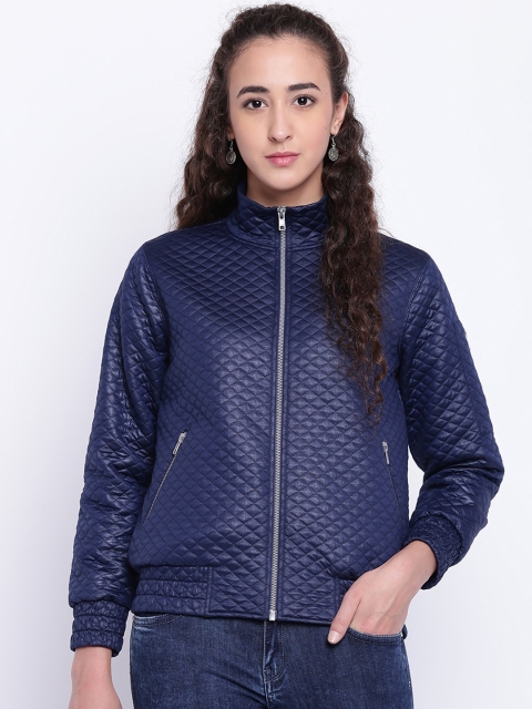 

Texco Women Navy Blue Self Design Insulator Quilted Jacket