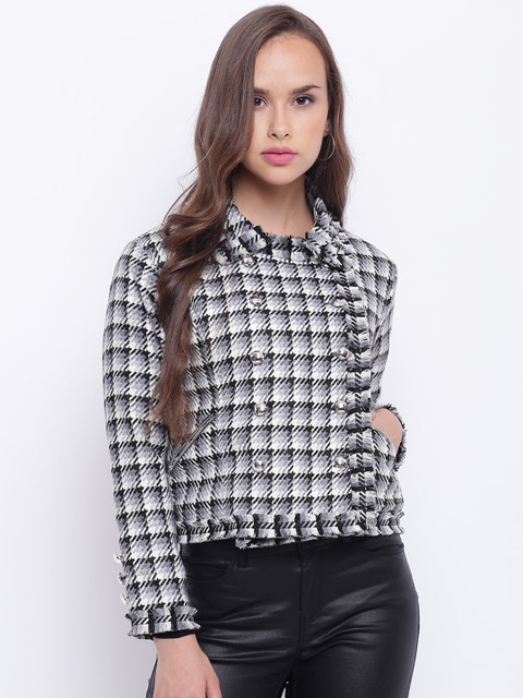 

Texco Women Black Checked Insulator Biker Jacket