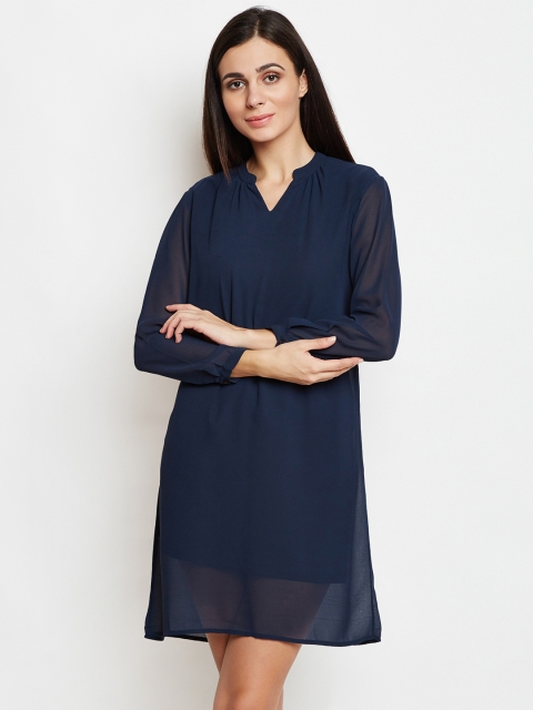 

Taanz Women Navy Blue Solid A-Line Dress