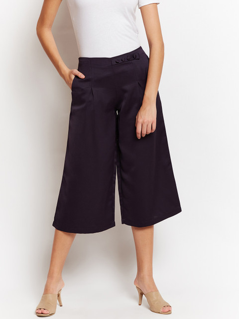 

Taanz Women Purple Smart Flared Solid Culottes
