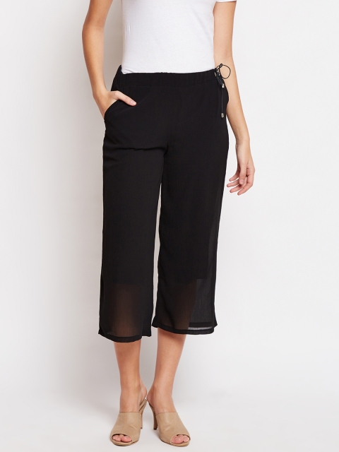 

Taanz Women Black Smart Straight Fit Solid Culottes