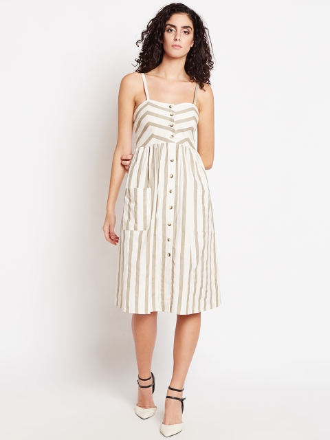 

Taanz Women Beige Printed Fit And Flare Dress