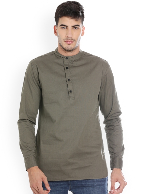 

Blue Saint Men Olive Green Regular Fit Solid Casual Shirt