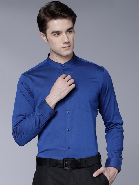 

Black coffee Men Blue Slim Fit Solid Formal Shirt