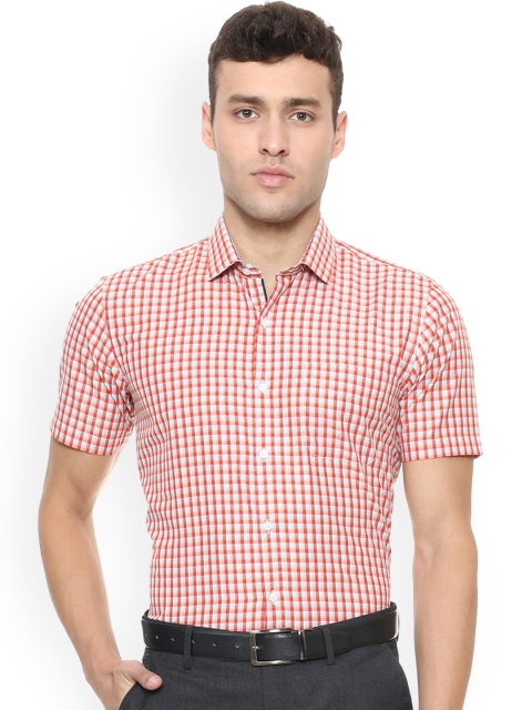 

Peter England Men Red & White Regular Fit Checked Formal Shirt