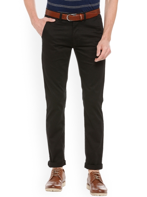 

Peter England Casuals Men Black Slim Fit Printed Regular Trousers