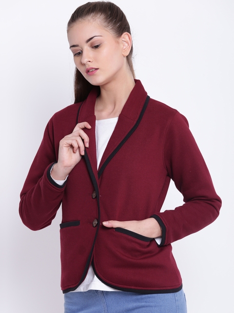 

Texco Women Maroon Casual Single-Breasted Blazer