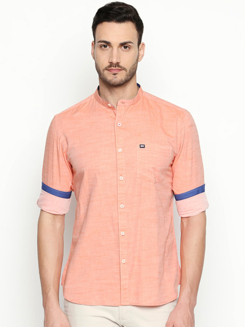 

BYFORD by Pantaloons Men Orange Slim Fit Solid Casual Shirt