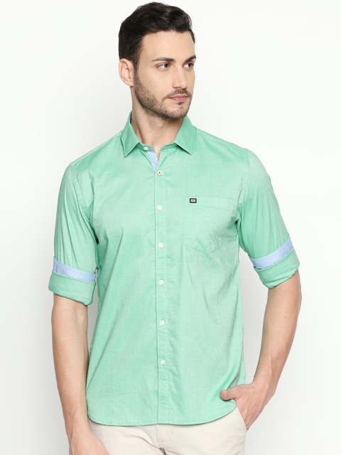 

BYFORD by Pantaloons Men Green Slim Fit Solid Casual Shirt