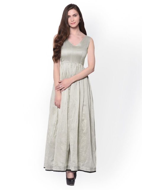 

trueBrowns Women Grey Solid Maxi Dress