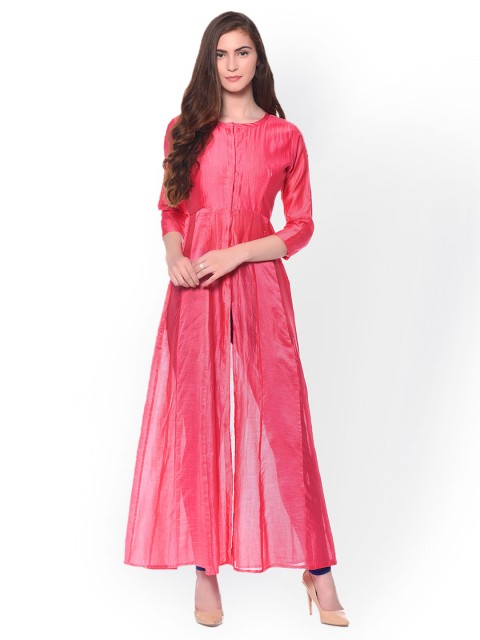 

trueBrowns Women Pink Solid Maxi Dress