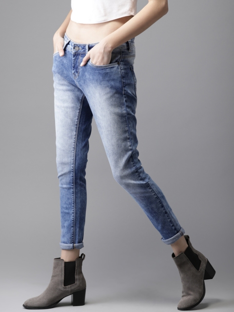 

HERE&NOW Women Blue Slim Fit Mid-Rise Clean Look Stretchable Jeans