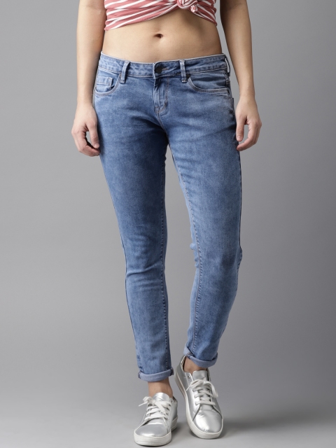 

HERE&NOW Women Blue Slim Fit Mid-Rise Clean Look Stretchable Jeans