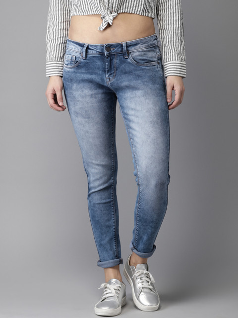 

HERE&NOW Women Blue Slim Fit Mid-Rise Clean Look Stretchable Jeans