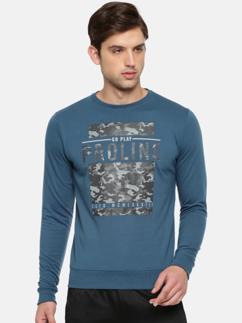 

Proline Active Men Teal Blue Printed Sweatshirt