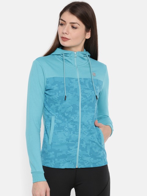 

Proline Active Women Blue Printed Hooded Sweatshirt