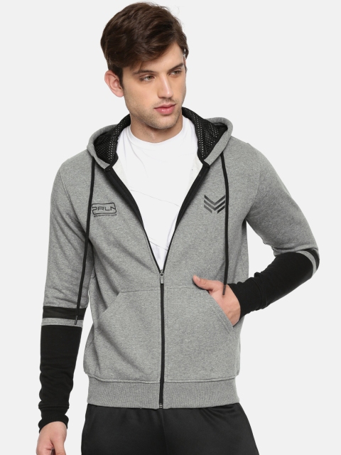 

Proline Active Men Grey Melange Solid Hooded Sweatshirt