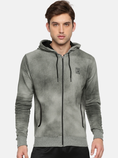 

Proline Active Men Grey Solid Hooded Sweatshirt